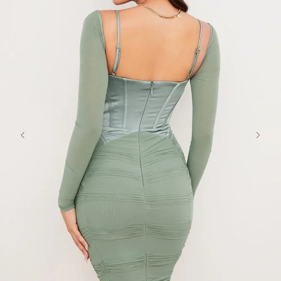 green emerald velvet dress Mirja Green Pleated Corset Maxi Dress (Final Sale-US Only), M / Green